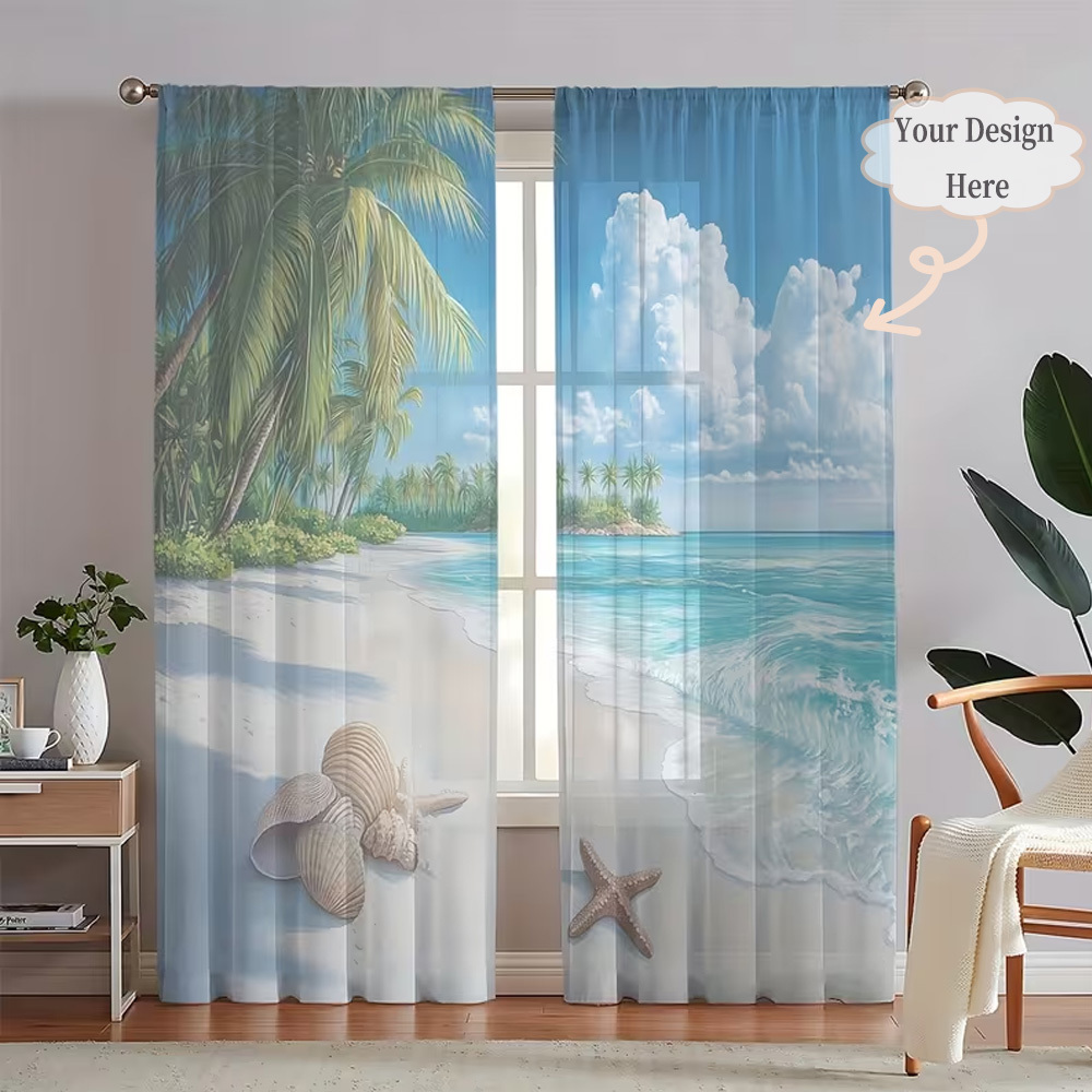 Home Textiles - Custom 2D Flat 2pcs Sheer Curtains,