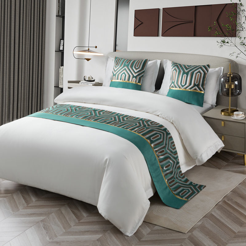 Home Textiles Plaid - Geometric Green Diamond Bed Runner Scarf
