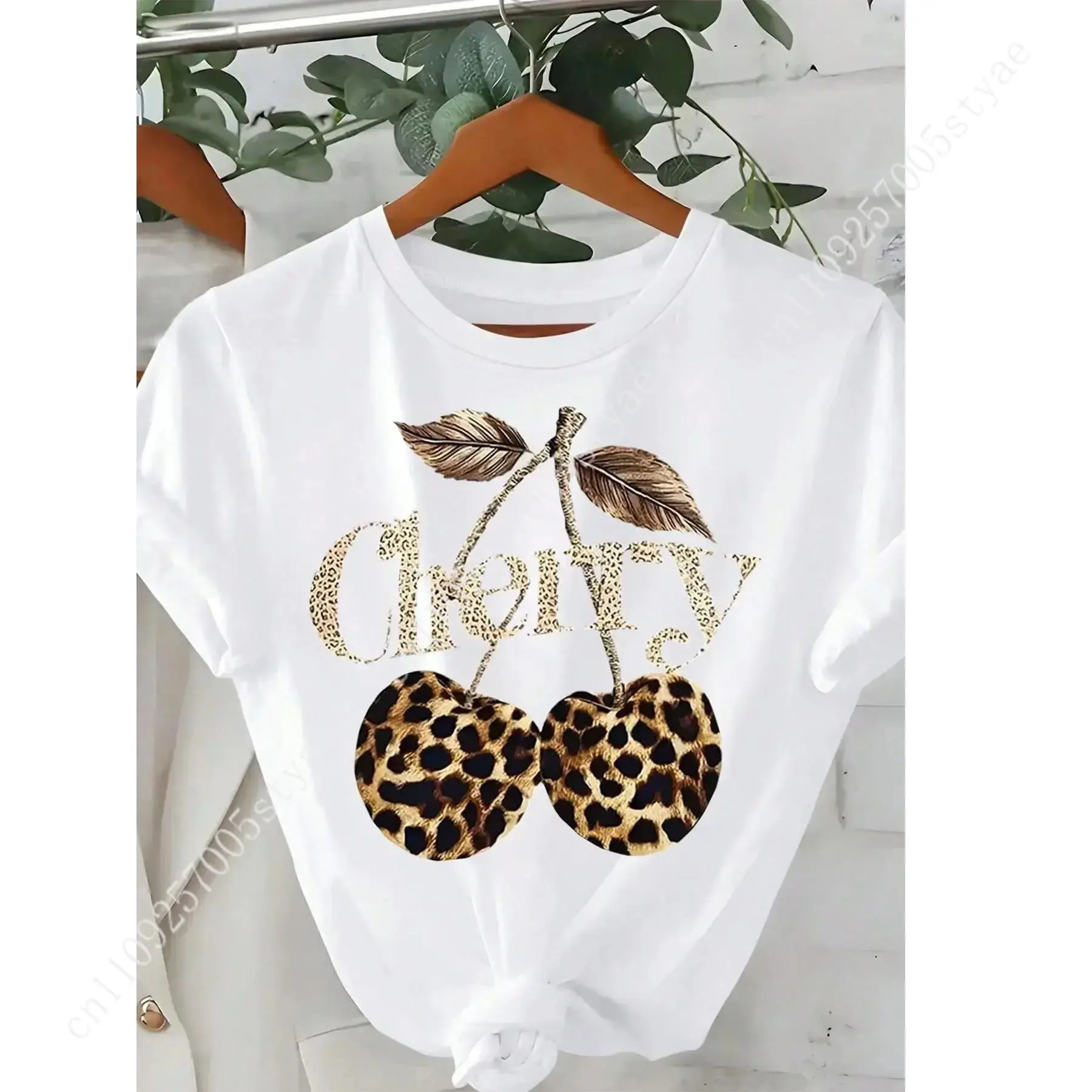 Quilt Cotton Summer - Women's Cherry & Leopard Print Round