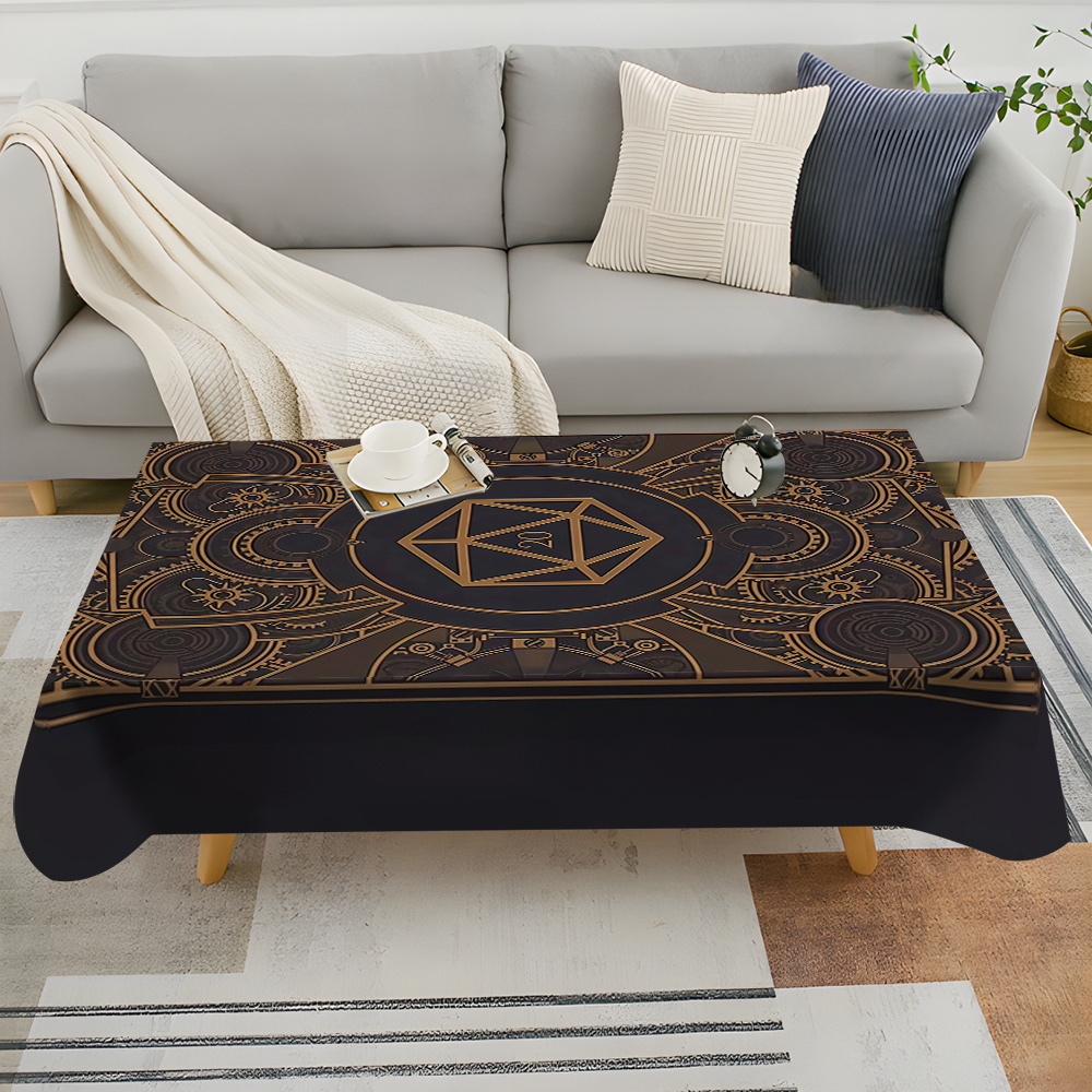 Home Textiles - Steampunk Black Golden Gear Pattern Tablecloth