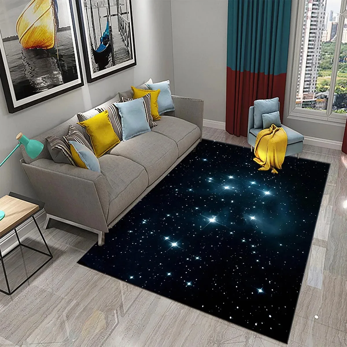 Star Carpet Space Galaxy Area  - Galaxy Home Textiles ulasan dan harga