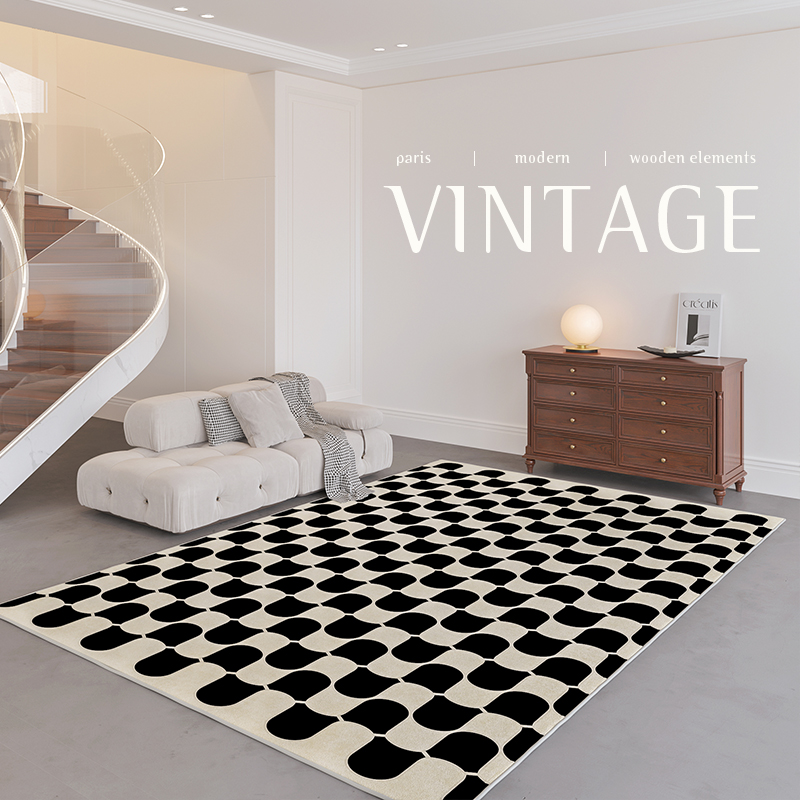 French Retro Rugs for Bedroom  - Home Textiles Plaid ulasan dan harga