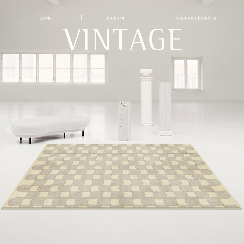 French Retro Rugs for Bedroom  - Home Textiles Plaid ulasan dan harga
