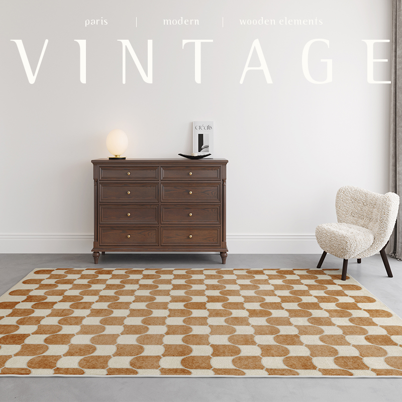 French Retro Rugs for Bedroom  - Home Textiles Plaid ulasan dan harga