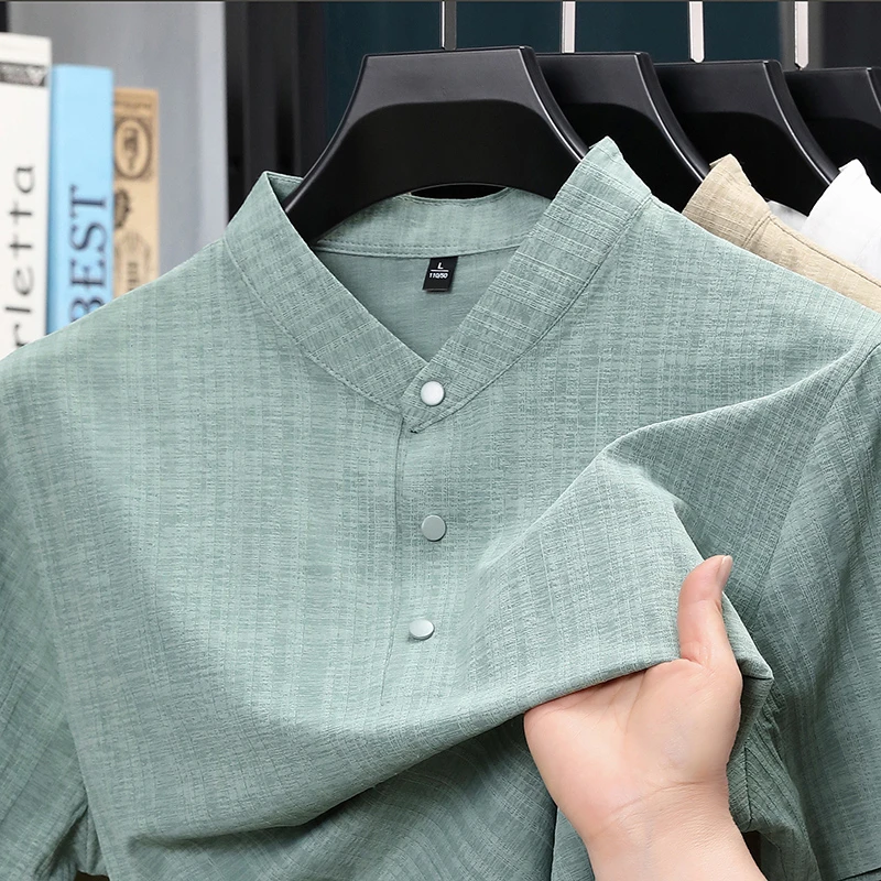 Summer Stand Collar Half Butto - Home Textiles ulasan dan harga