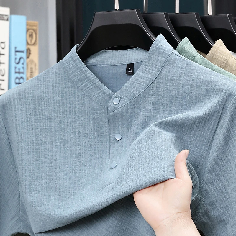 Summer Stand Collar Half Butto - Home Textiles ulasan dan harga