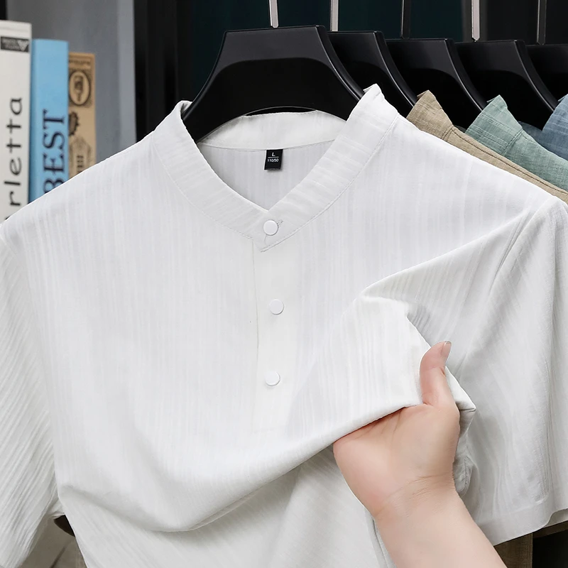 Summer Stand Collar Half Butto - Home Textiles ulasan dan harga