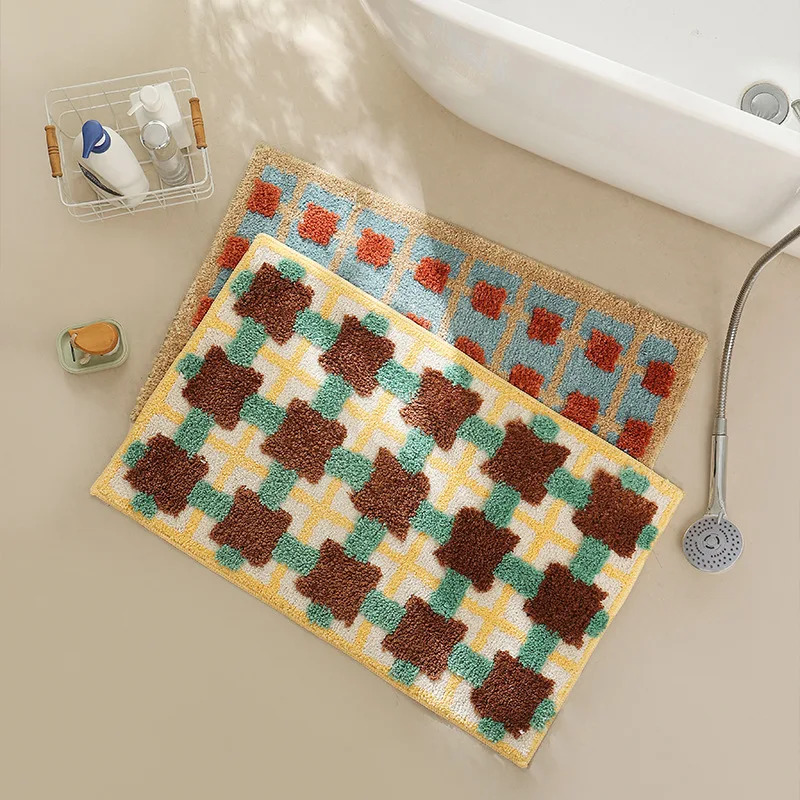 VIKAMA Non-Slip Floor Mat, Pla - Home Textiles Plaid ulasan dan harga