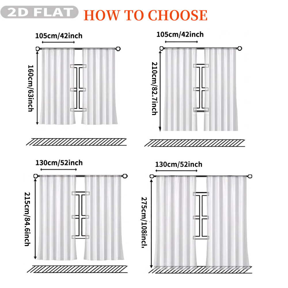 Custom 2D Flat 2pcs Sheer Curt - Home Textiles ulasan dan harga