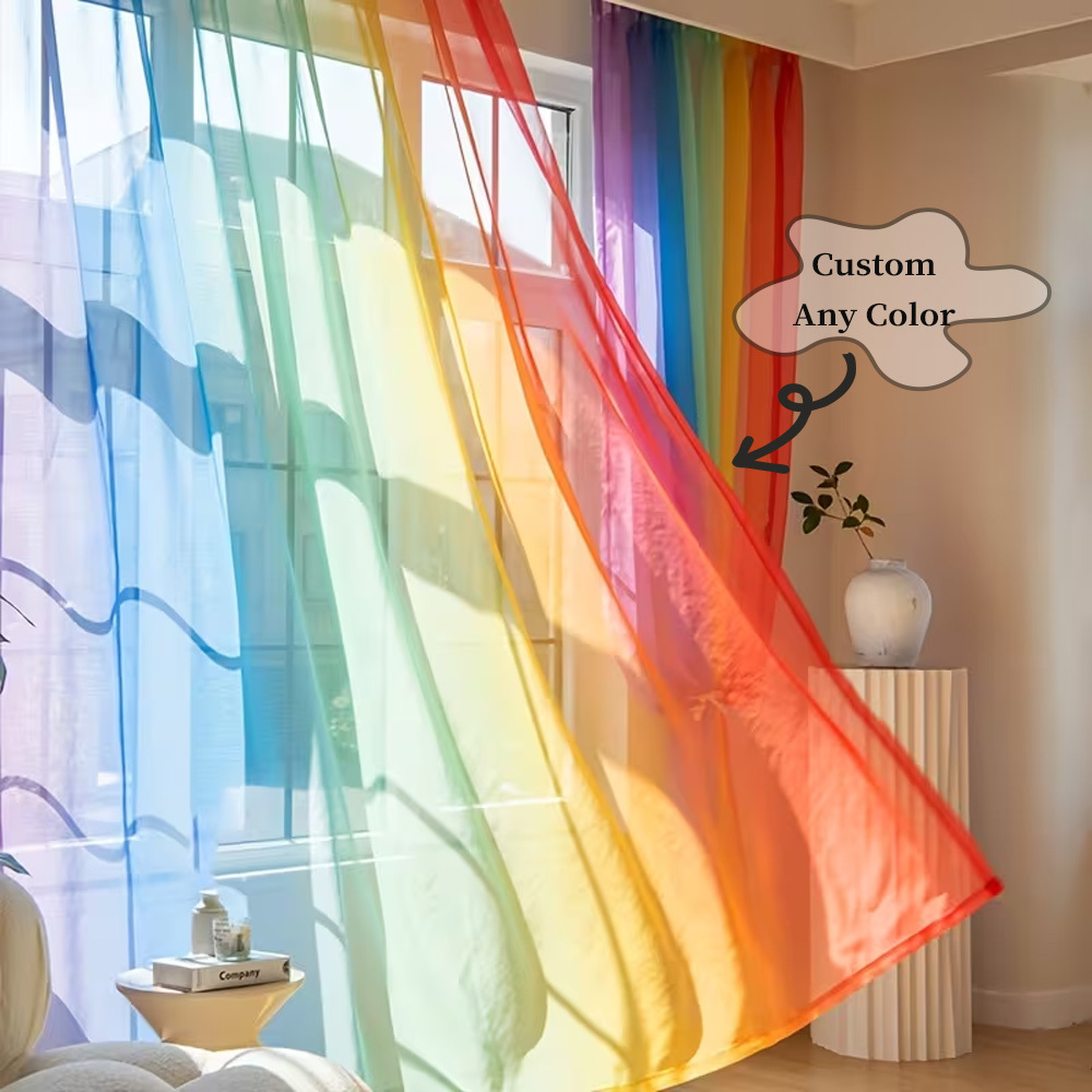Custom 2D Flat 2pcs Sheer Curt - Home Textiles ulasan dan harga