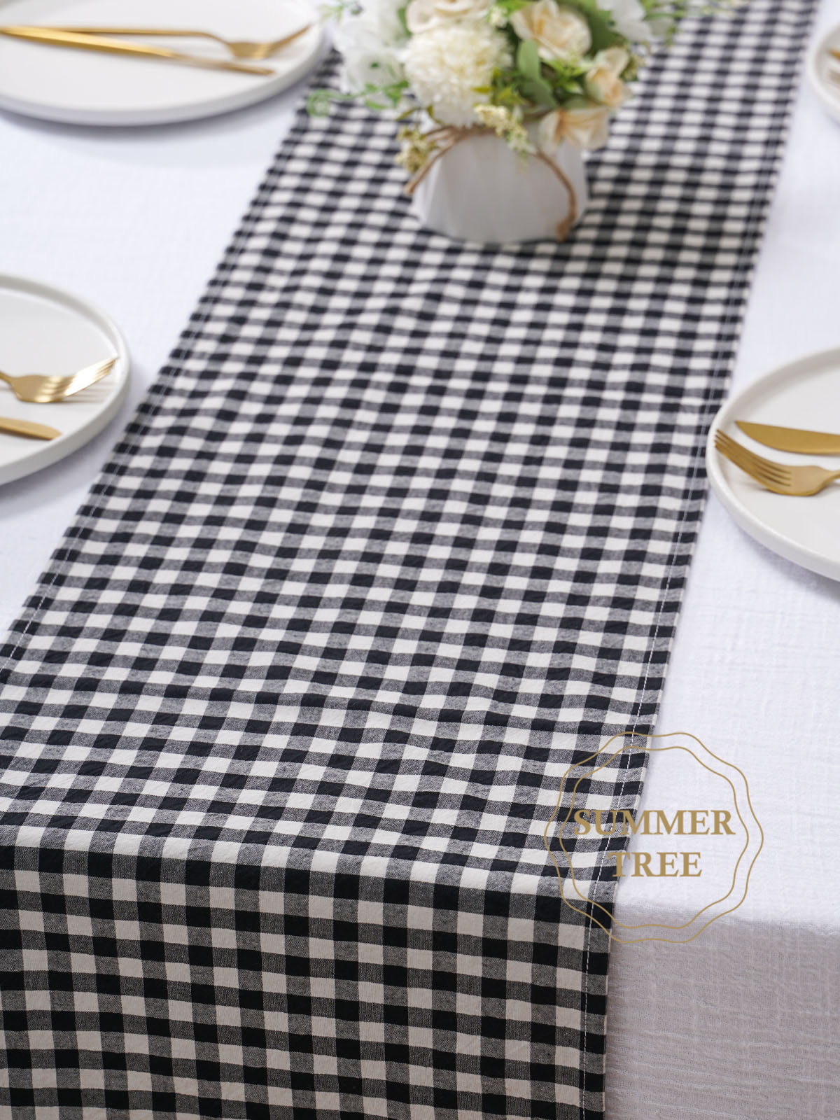 Rustic Plaid Cotton Table Runn - Home Textiles Plaid ulasan dan harga