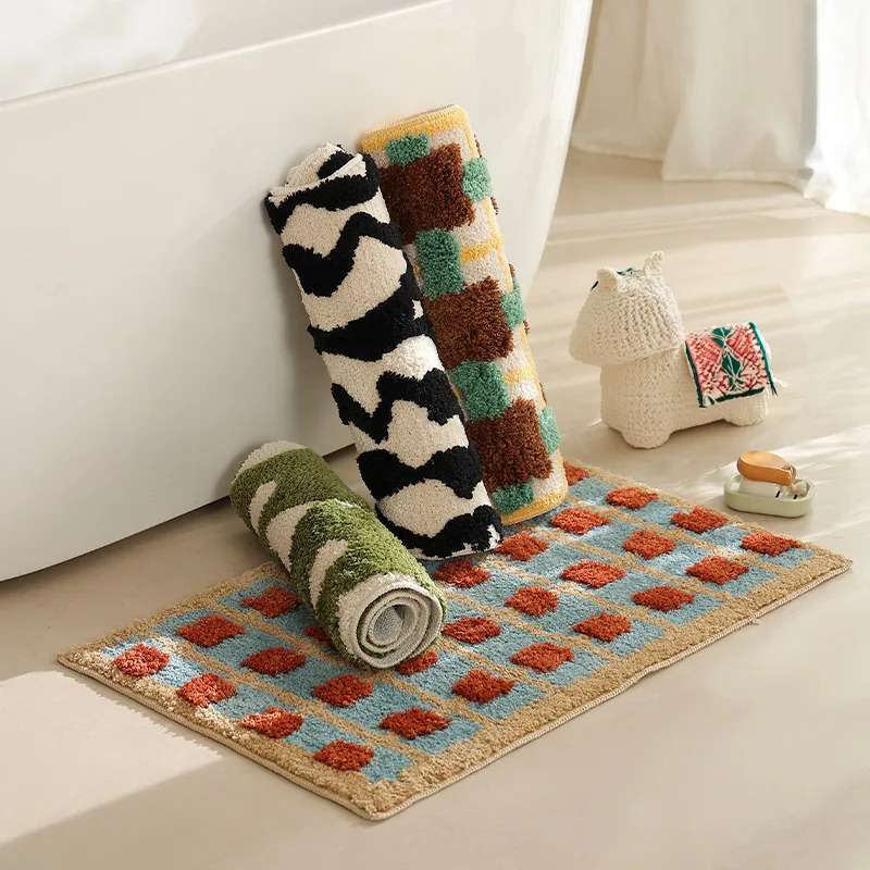 VIKAMA Plaid Floor Mat, Non-Sl - Home Textiles Plaid ulasan dan harga