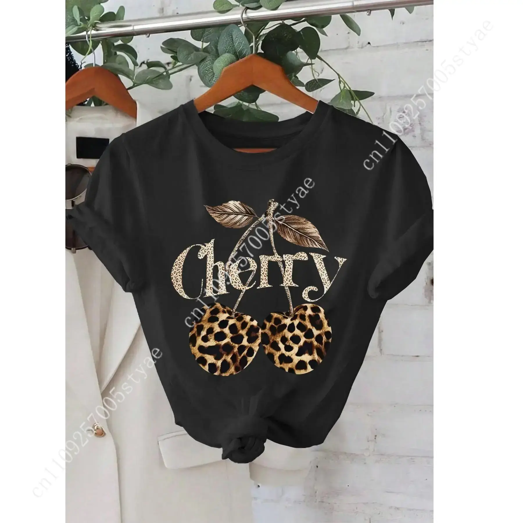 Women's Cherry & Leopard Print - Quilt Cotton Summer ulasan dan harga