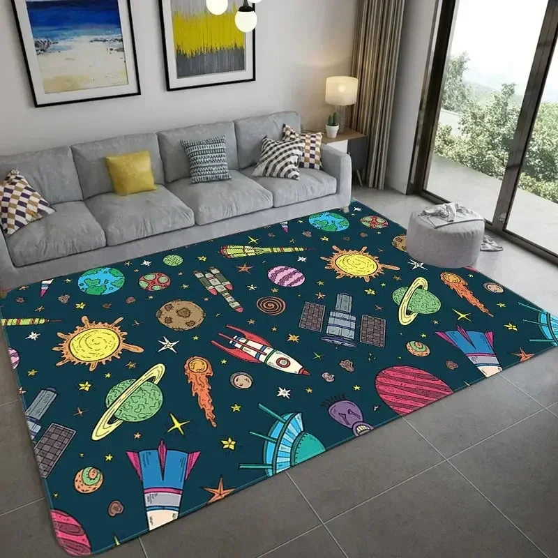 Cartoon Space Astronaut Carpet - Galaxy Home Textiles ulasan dan harga